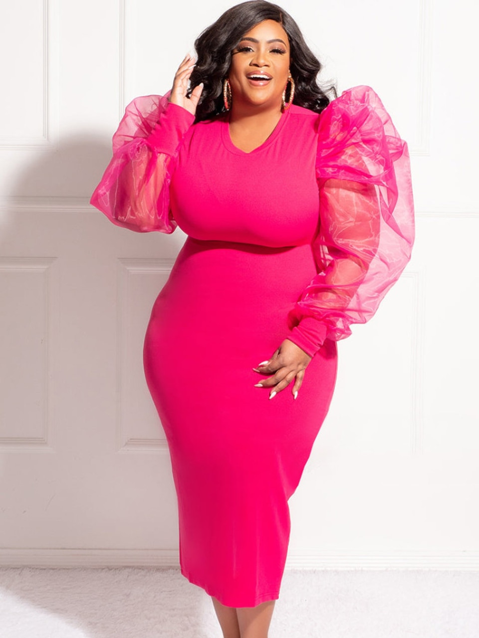 pink plus size dresses